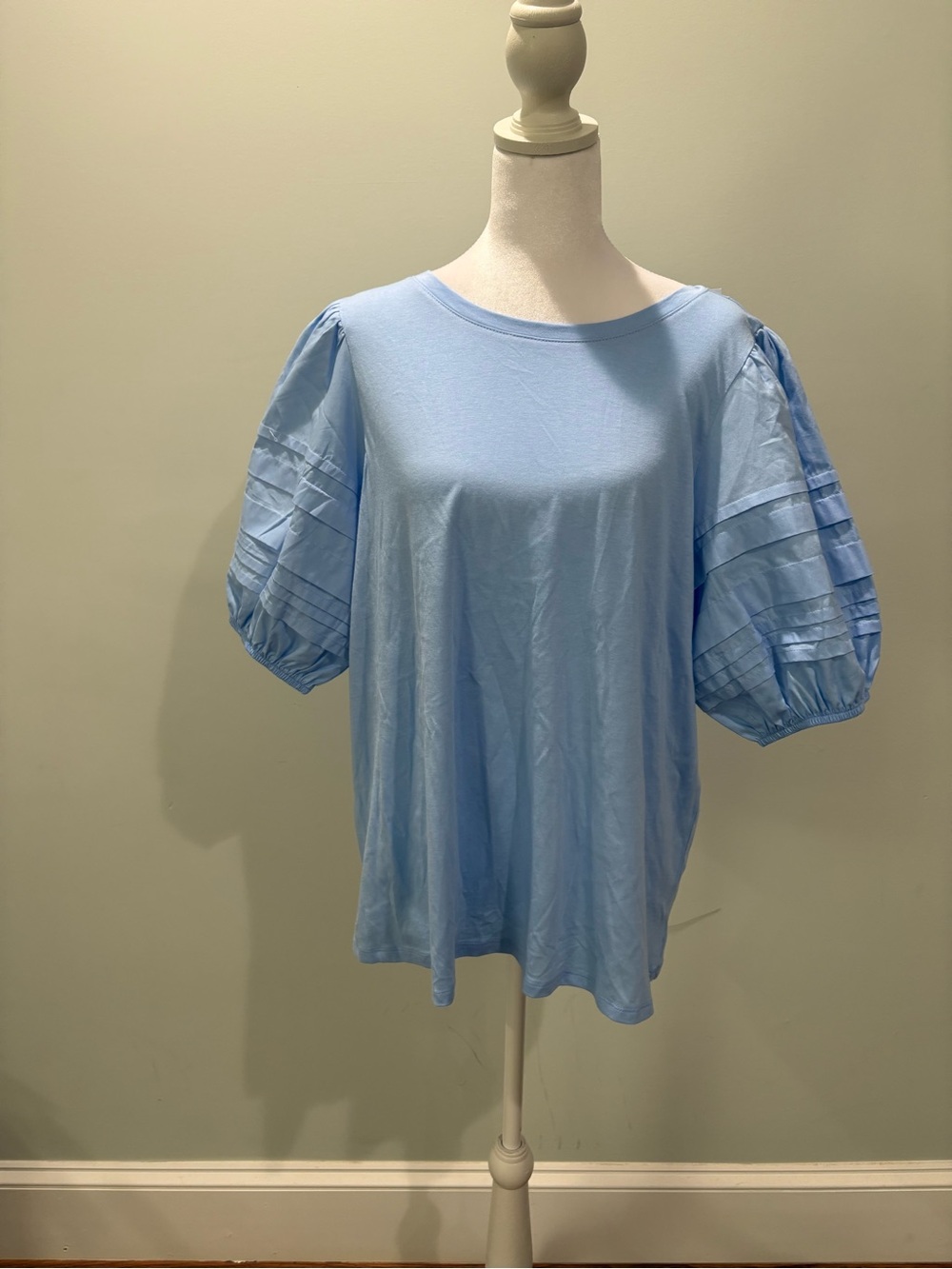 crown & ivy Light Blue Puff Sleeve Tee
